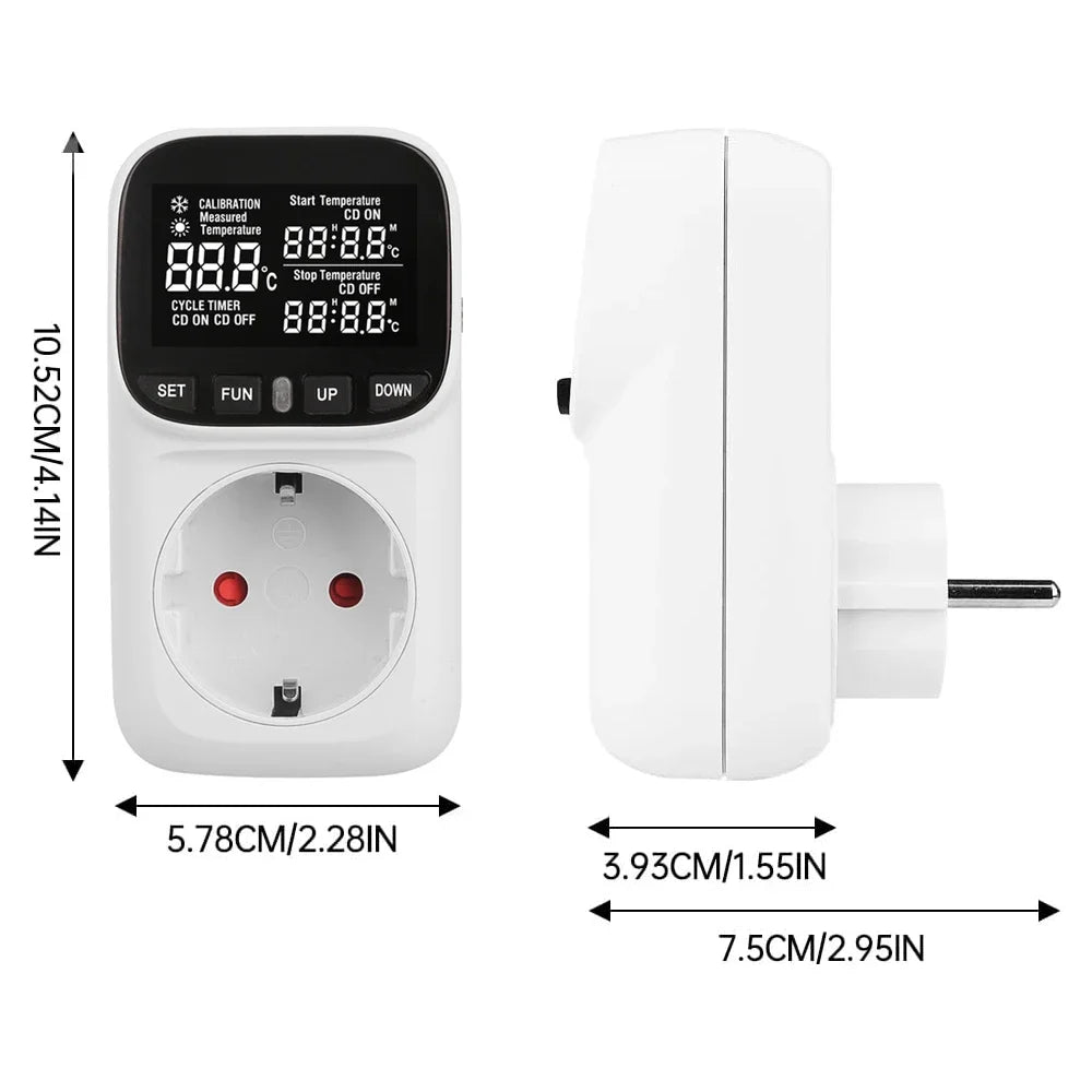 LCD Digital Backlight Thermostat Temperature Controller Socket 16A EU Plug High-Precision Socket Outlet With Timer Sensor Quake