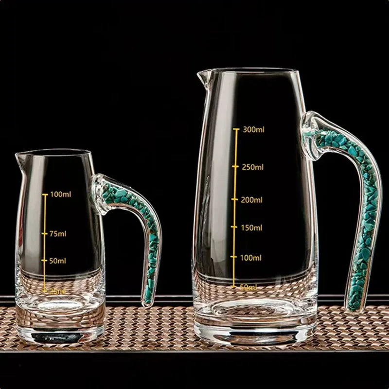 YWDL Lead-Free Crystal Glass Liquor Dispenser 100/300ml Measuring Pot Gold Foil Sake Small Wine Pot Container for Wine Bottle Quake