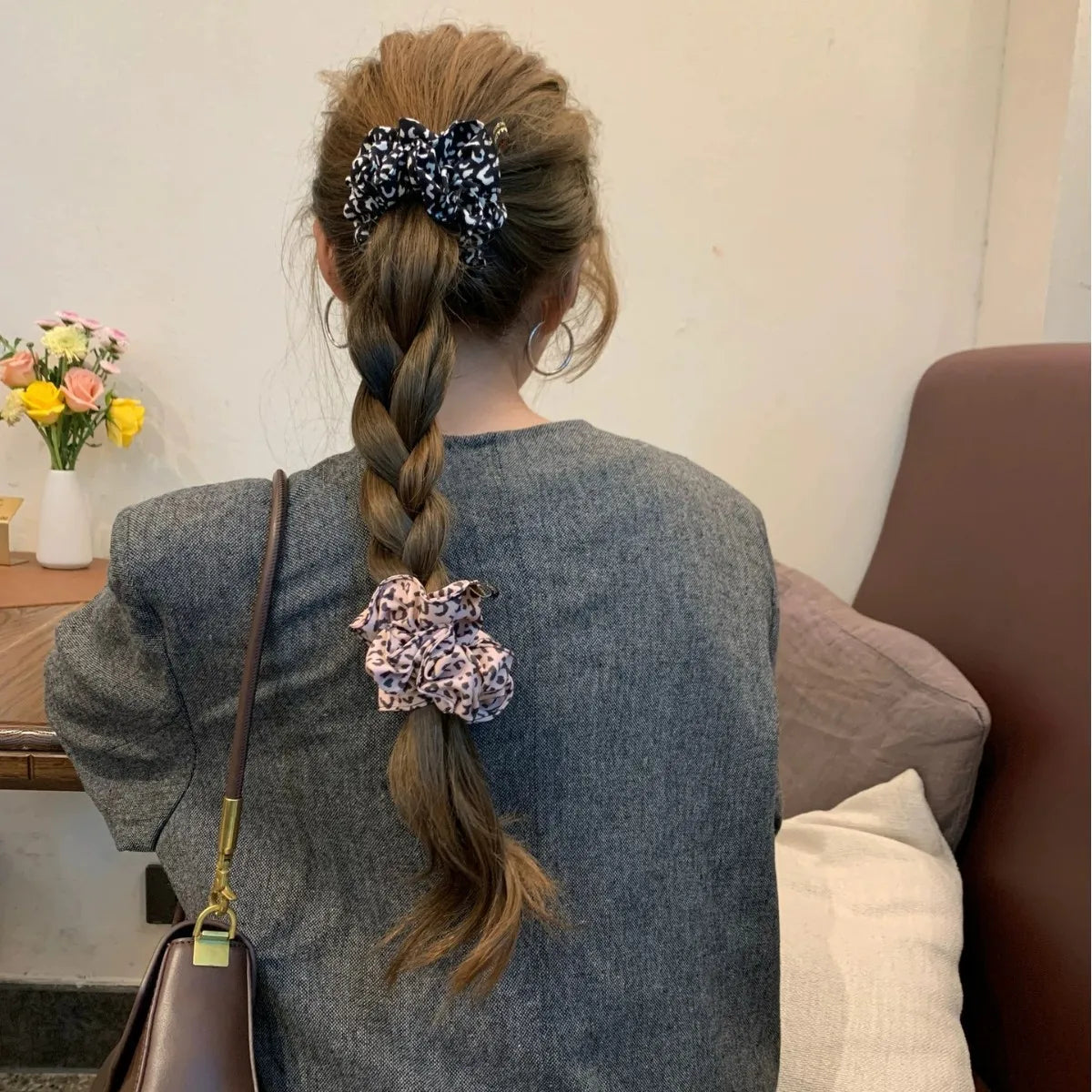 Korean Fabric Leopard Print Small Intestine Ring Headband New High Elastic Hair Band Women's Rubber Band Hair Accessories Quake