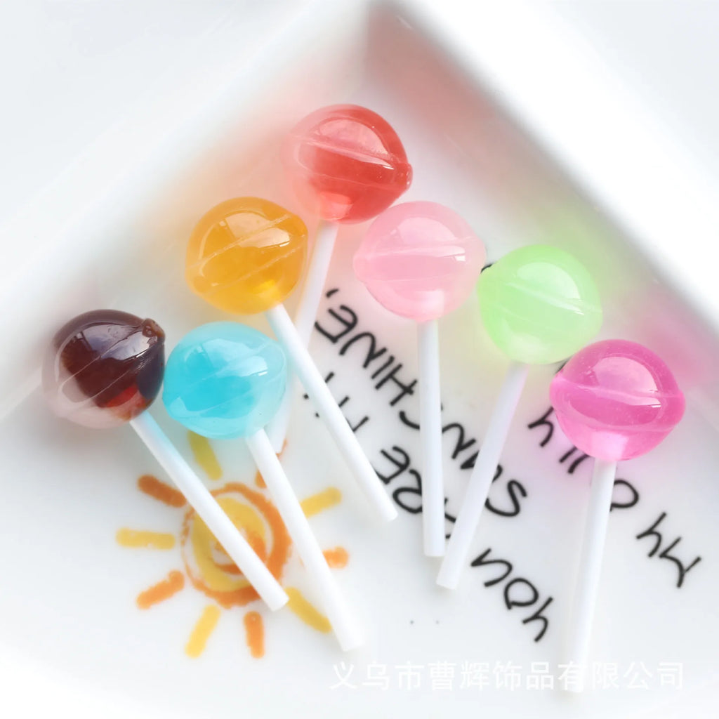 20Pcs Miniature Sweet Lollipop Resin Cabochons Scrapbooking For Phone Decoration Crafts DIY Jewelry Making Dollhouse Accessories Quake
