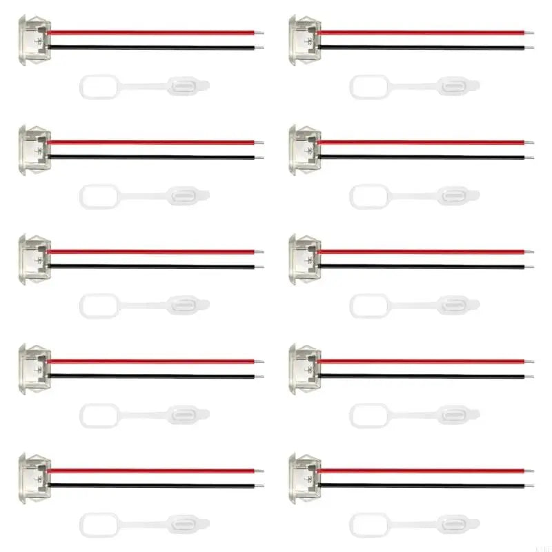 12 V USB C Female Power Cables, 10 Pack with Red and Black Wire Coding for Low-Power DIY Electronic Assemblies K1KF Quake transparent CN terminal