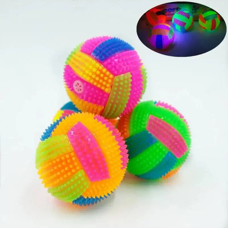 Luminous Elastic Activation Sound Ball Toys Massage Ball with Whistle Dog Cats Chew Bouncy Ball Soccer Glowing Children Pet Toys Quake
