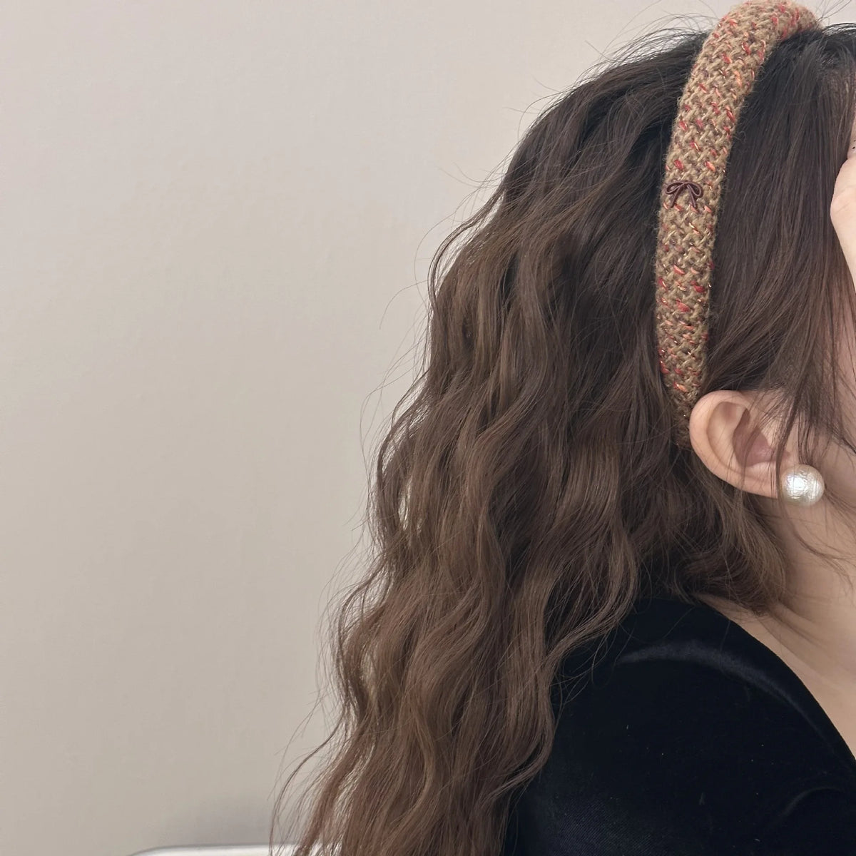 Winter Retro Red Mixed Color Headband Woven Knitting Sponge Headbands for Women Fashion Temperament Hair Hoop Female Hair Band Quake