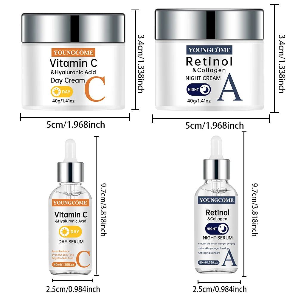 Vitamin C Facial Toner Cream Set Smooth Face Cream Moisturizing Day Cream Shrink Pores Skin Care Products Quake 40g 40ml