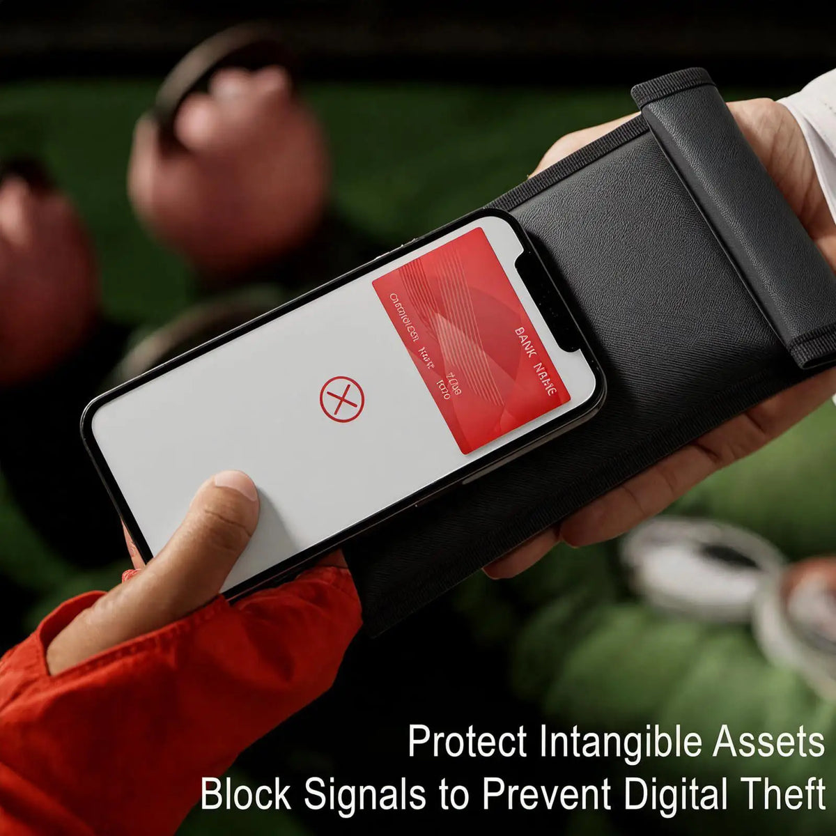 Cell Phone Signal Blocker Anti-Tracking Anti-Theft Signal Shield Sleeve Phone Pouch with Detachable Wrist Strap for Privacy Data Quake