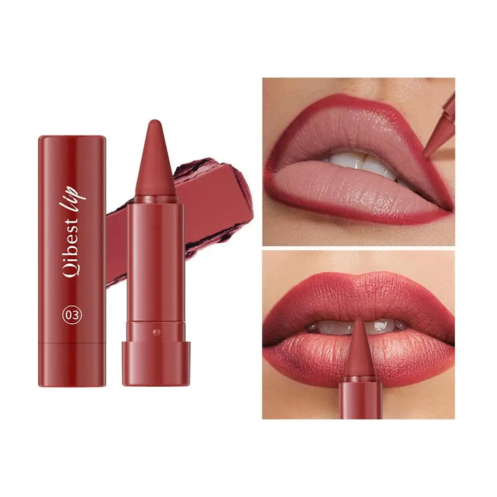 Twist Up Gradient Matte Lipstick Crayon Lip Liner Pencil For Women, Long Lasting Waterproof Flawless Contour Lip Pencil Crayon Quake 03