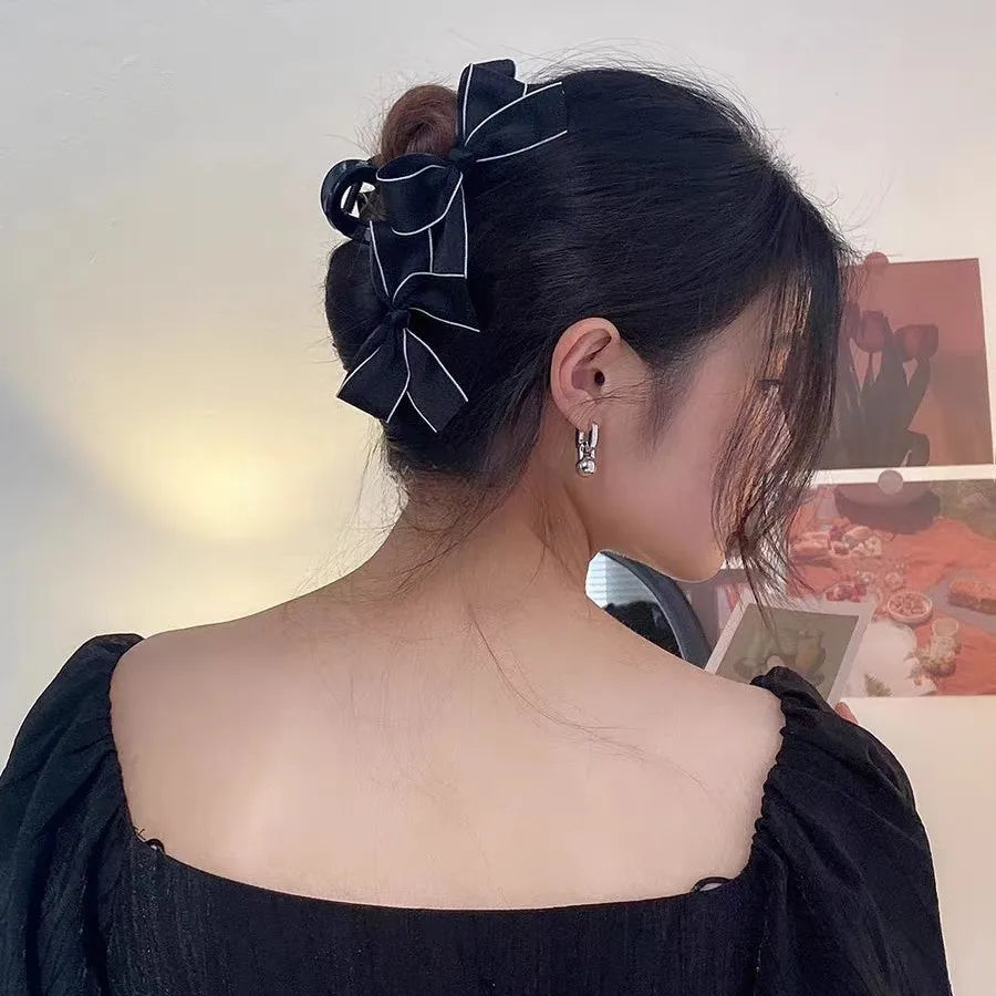 Elegant Bowknot Hair Claw Back Head Large Size Updo Ponytail Clip Korean Simple Hair Styling Accessories Headwear for Women Girl Quake