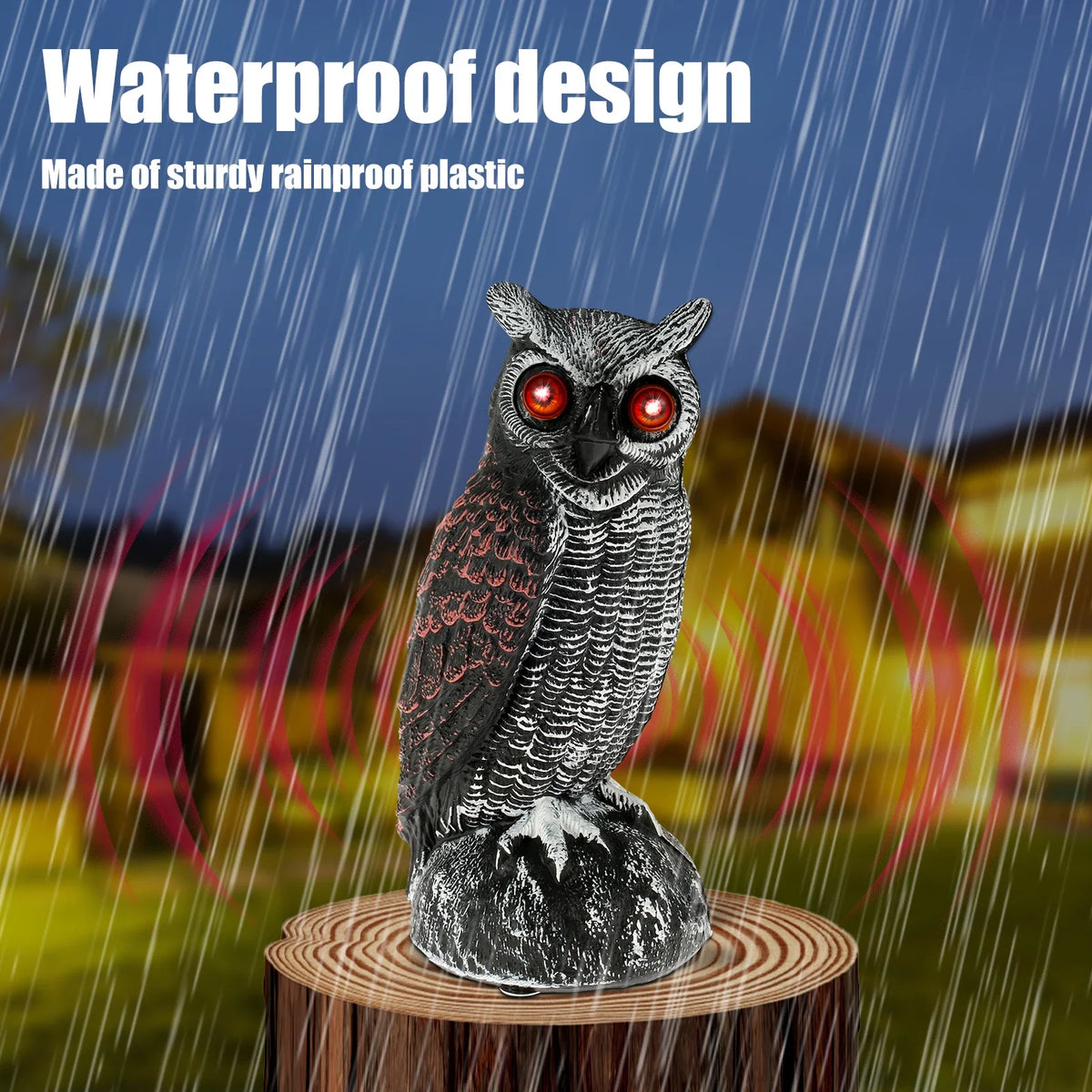 New Solar Owl Scare Bird Control Devices Waterproof Garden Fake Owl Deterrent Decoration With Scary Sound and Eyes Emit Light Quake