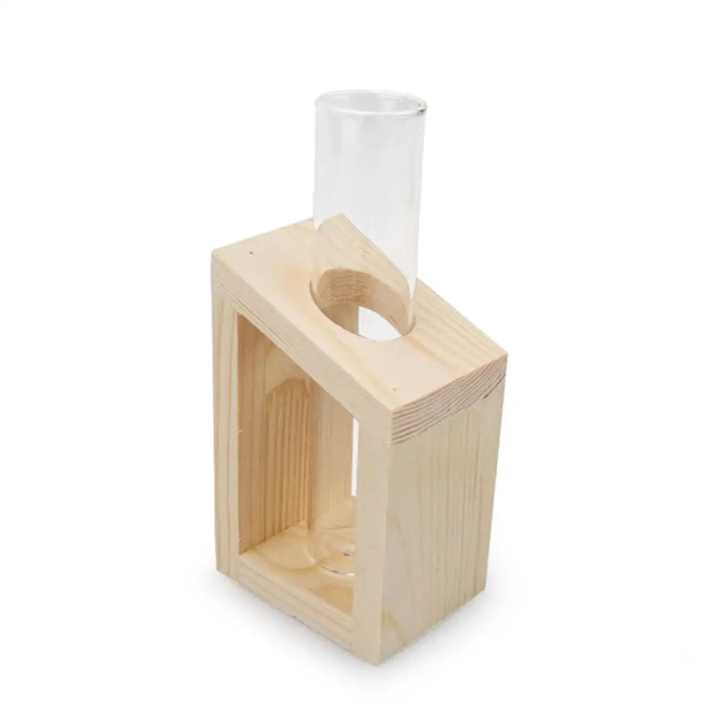 Plant Terrarium with Wooden Stand, Air Planter Bulb Glass Vase, Metal Swivel Quake 1 Tube