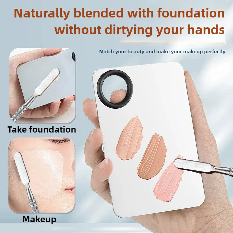 Ultra Thin Foundation Brush Makeup Mixing Palette with Spatula Flat Face Contour Brush Cosmetic Puff Blender Beauty Makeup Tools Quake
