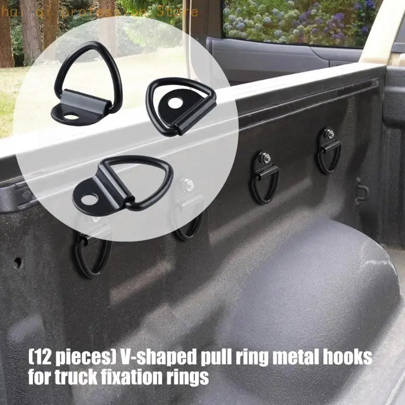 Cargo Securing V Tie Down Hardware 12 Pack Steel Lashing Parts with Bolt On Mounting Plate for Trailer Truck Load and Boat Tie Quake