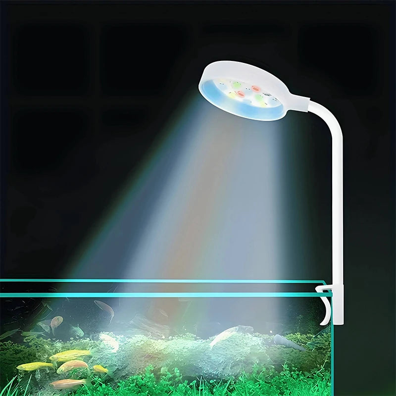 Aquarium Light With Adapter LED Clip On Fish Tank Light, Small Full Spectrum USB Light 360° Rotation Lighting Quake