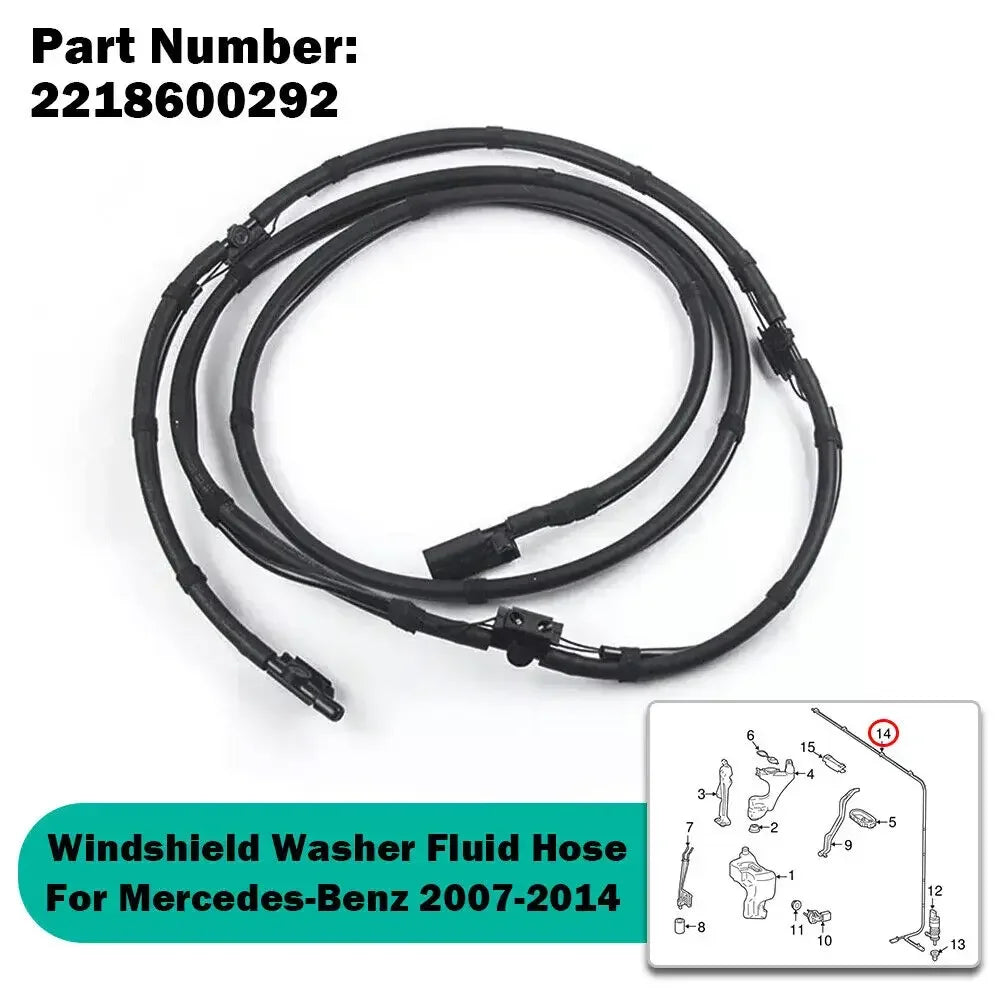 For Mercedes-Benz S550 S600 S65 CL550 CL600 CL63 S63 CL65 S400 S350 2218600292 Front Windshield Washer Fluid Hose W/ Nozzle Quake Default Title