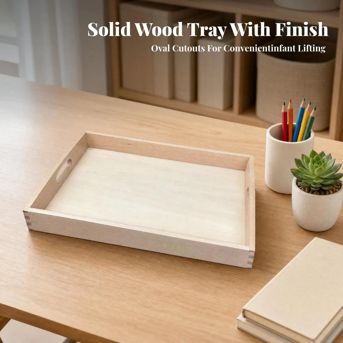 Educational Learning Kids Toy Wooden Montessori Teaching Tray Sensory Tray with Handles for Classroom Activity Quake