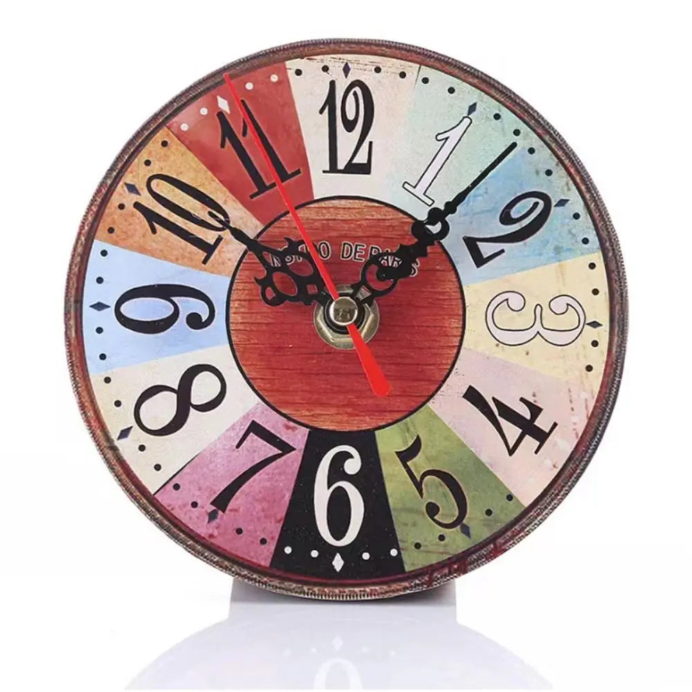 New Wooden MDF Clock Round Shape Home Decoration Wall Clock Covered by Paper Desk Clock Living Room Quake C