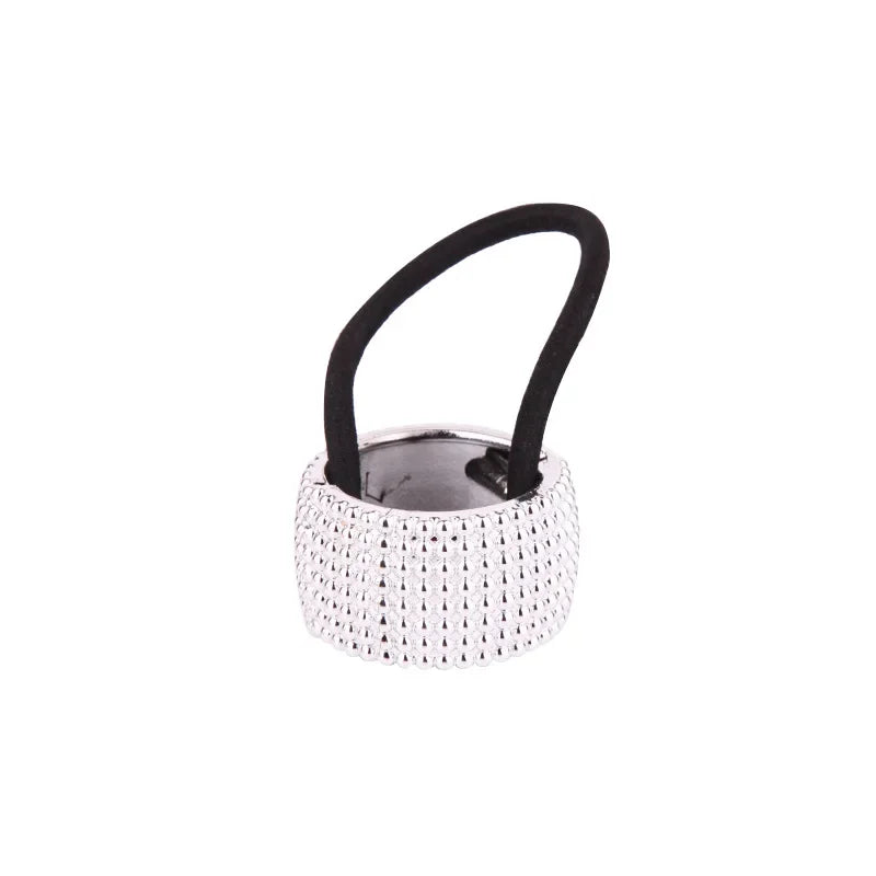 Women Vintage Ponytail Holder Buckle High Elastic Clip Hair Rope Fashion Simple Round Hair Ties Rings Headwear Hair Accessories Quake sliver