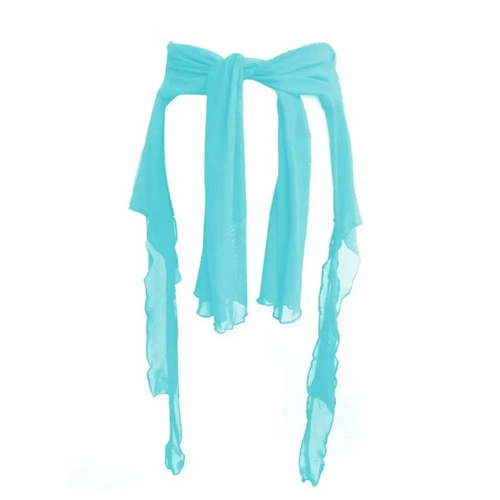 Jeans Pants Decor Irregular Jazz Dance Scarf See Through Harajuku Hip-hop Scarf Streetwear High Waist Waistband Quake