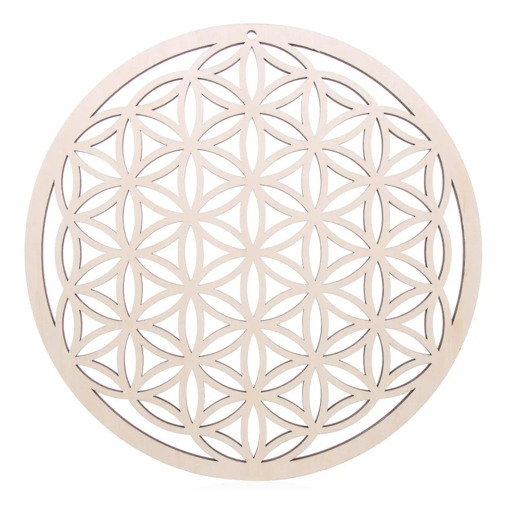 Wooden Wall Sign Flower of Life Shape Laser Cut Wood Wall Art Home Decor Handmade Coasters Craft Making Sacred Geometry Ornament Quake Style 1-30.5cm
