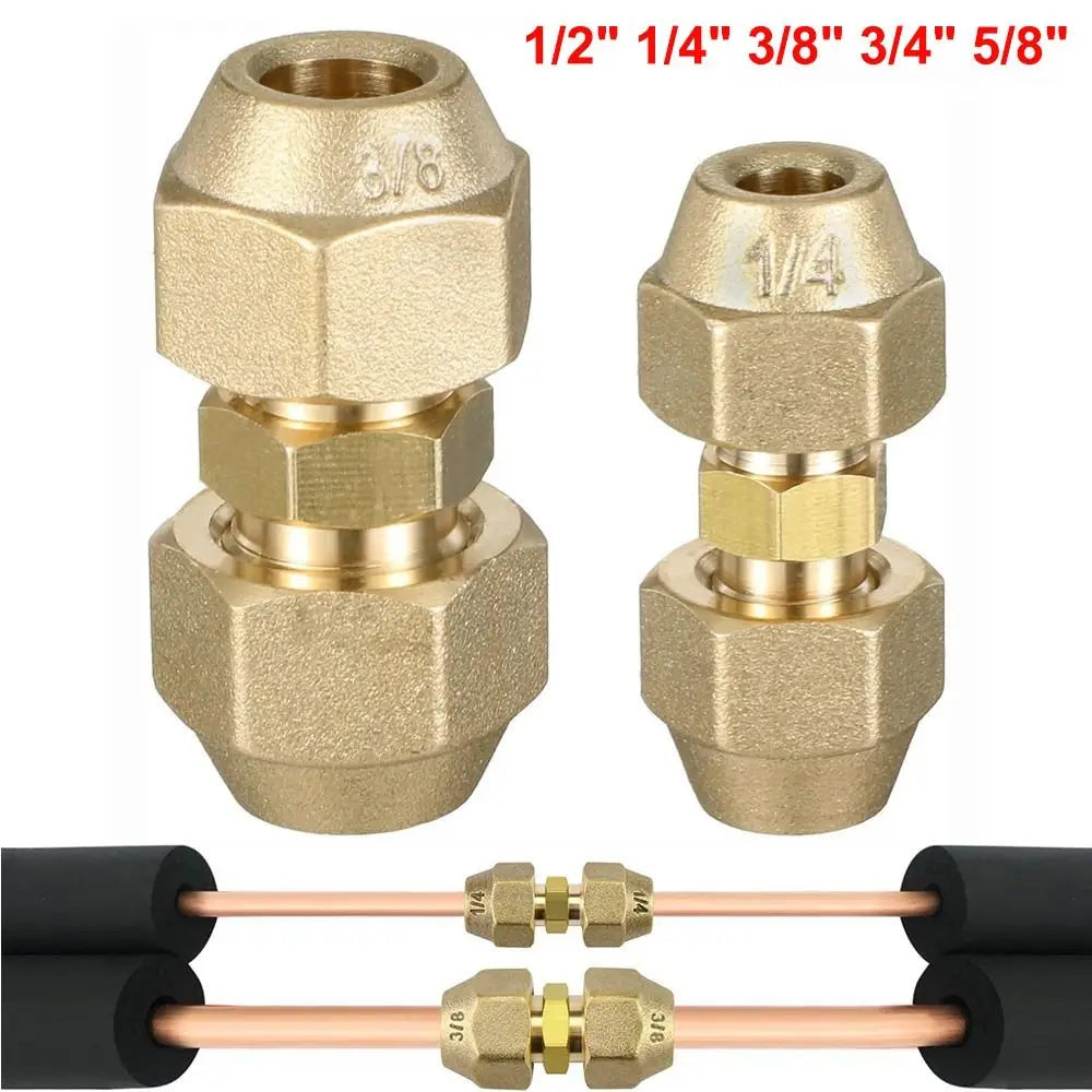 Straight Pipe Extension Joint 1/2" 1/4" 3/8" 3/4" 5/8" With Flare Nuts Copper Connectors Pipe Fitting Adapeter Quake