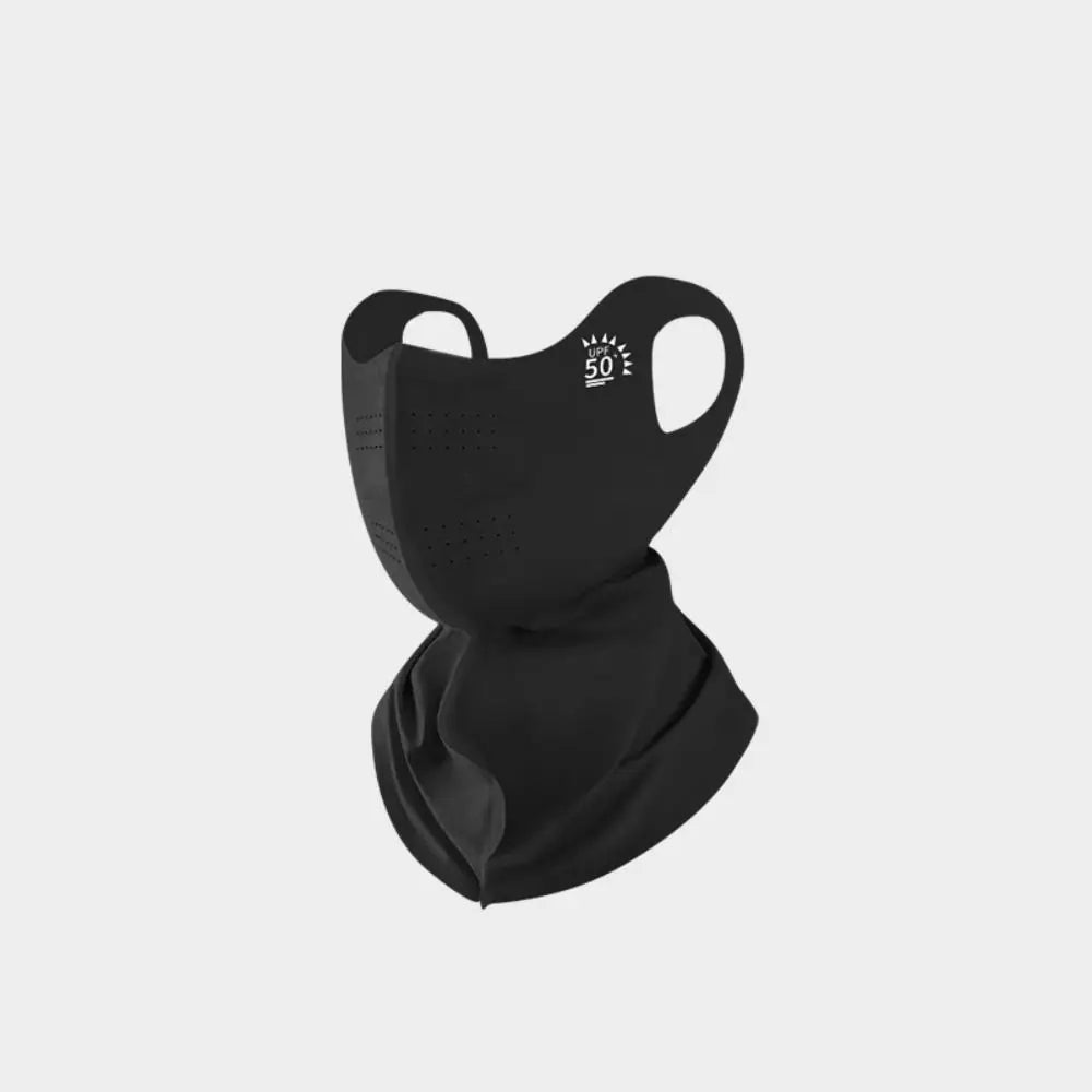 UPF50+ Sun Protection Mask Fashion 3D Ice Silk Anti-UV Neck Scarf Sunscree Dustproof Sunshade Face Mask Outdoor Quake Black