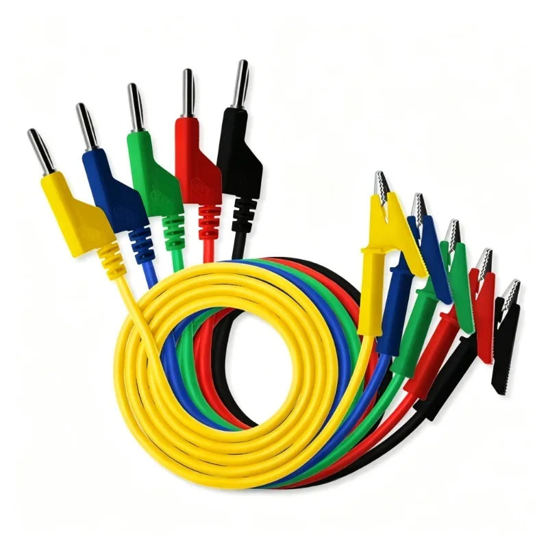 18AWG 1M Flexible Test Jumper Wire Stackable Banana Plug To Alligator Crocodile Clip Lead For Lab Electrical Power Testing Quake