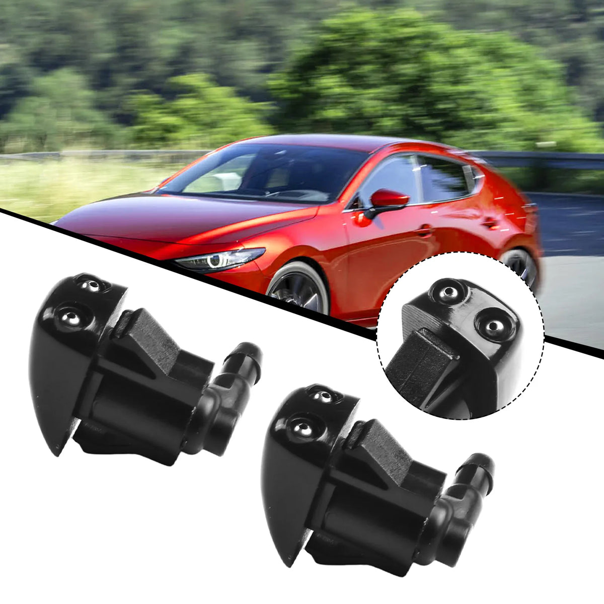 2x Car Front Windscreen Wiper Washer Nozzles Jet Fit For Mazda 3 5 6 BK GG1 BN8V-67-510 Auto Front Windshield Wiper Nozzles Quake