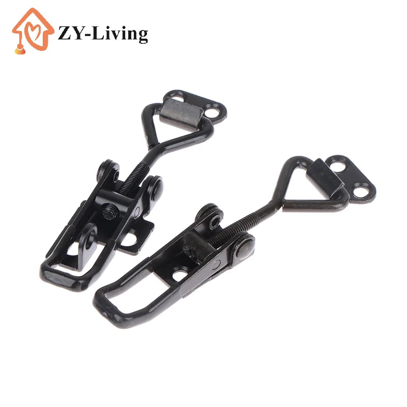 2Pcs Black Adjustable Toggle Latch Catch, Lever Handle Lock Hasp Quick Clamp for Cabinet Box Furniture Hardware Quake