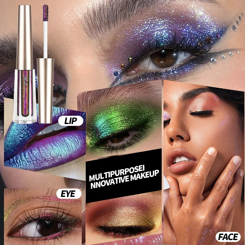 Chameleon EyeshadowsDiamond Glitter Liquid Eyeshadow StickHighly Pigmented Metallic Shimmering Long Lasting Shine All Makeup Quake