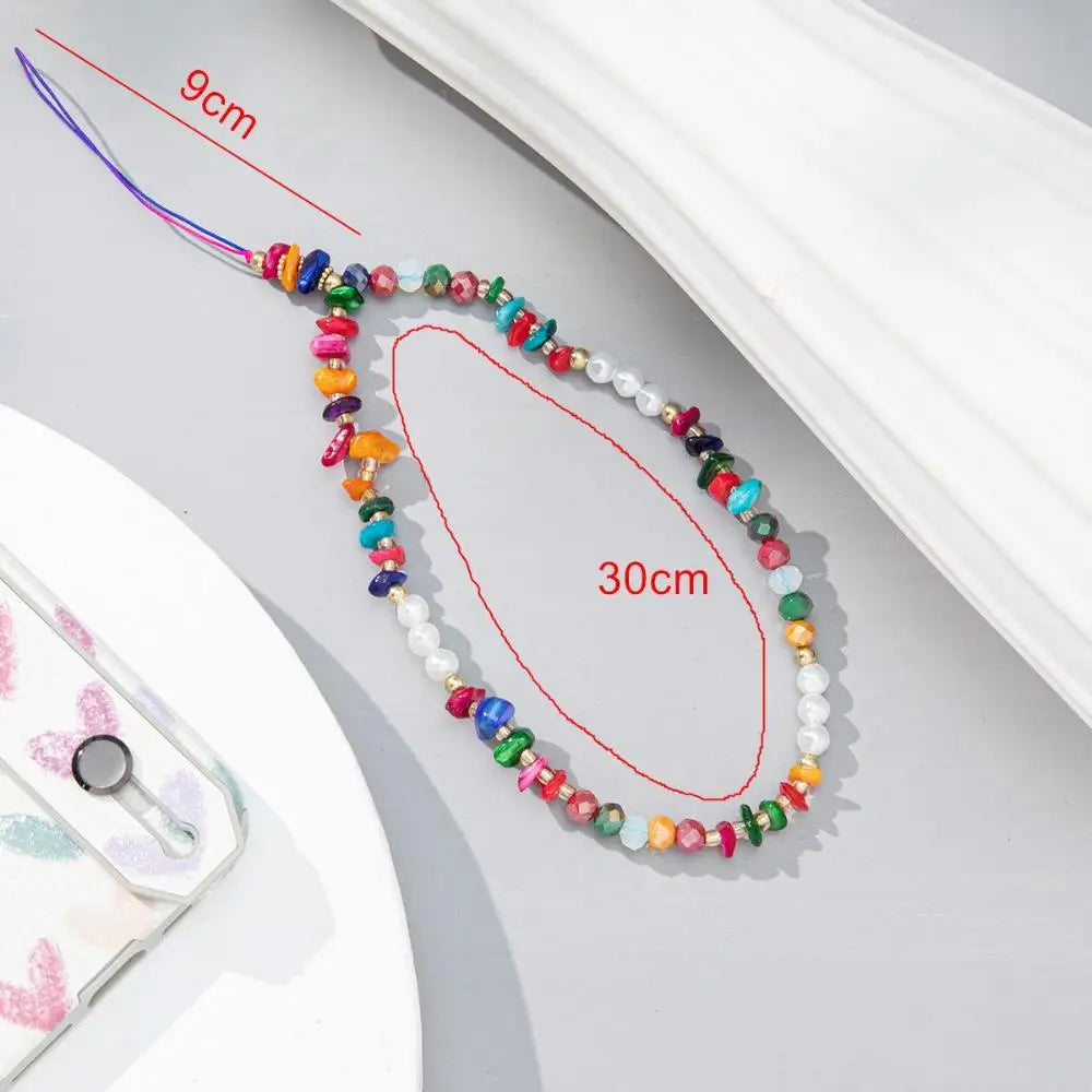 Fashion Jewelry Anti-Lost Beaded Keychain Hanging Cord Cellphone Strap Mobile Phone Chain Lanyard Mobile Phone Lanyard Quake