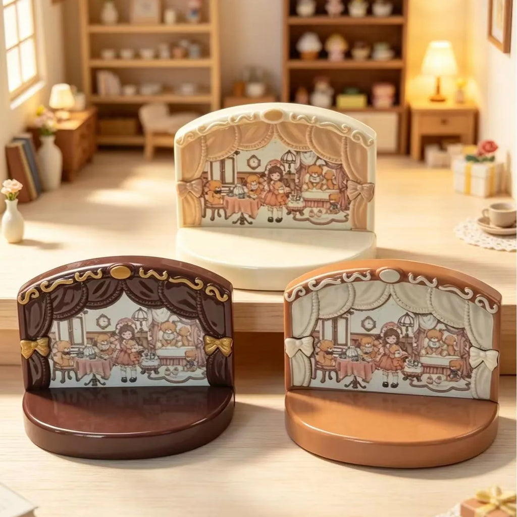 1Pcs Miniature 3D Cartoon Cute Bear Stage Resin Micro Landscape Simulation Desk Model Play Toys Decor Dollhouse Accessories Quake