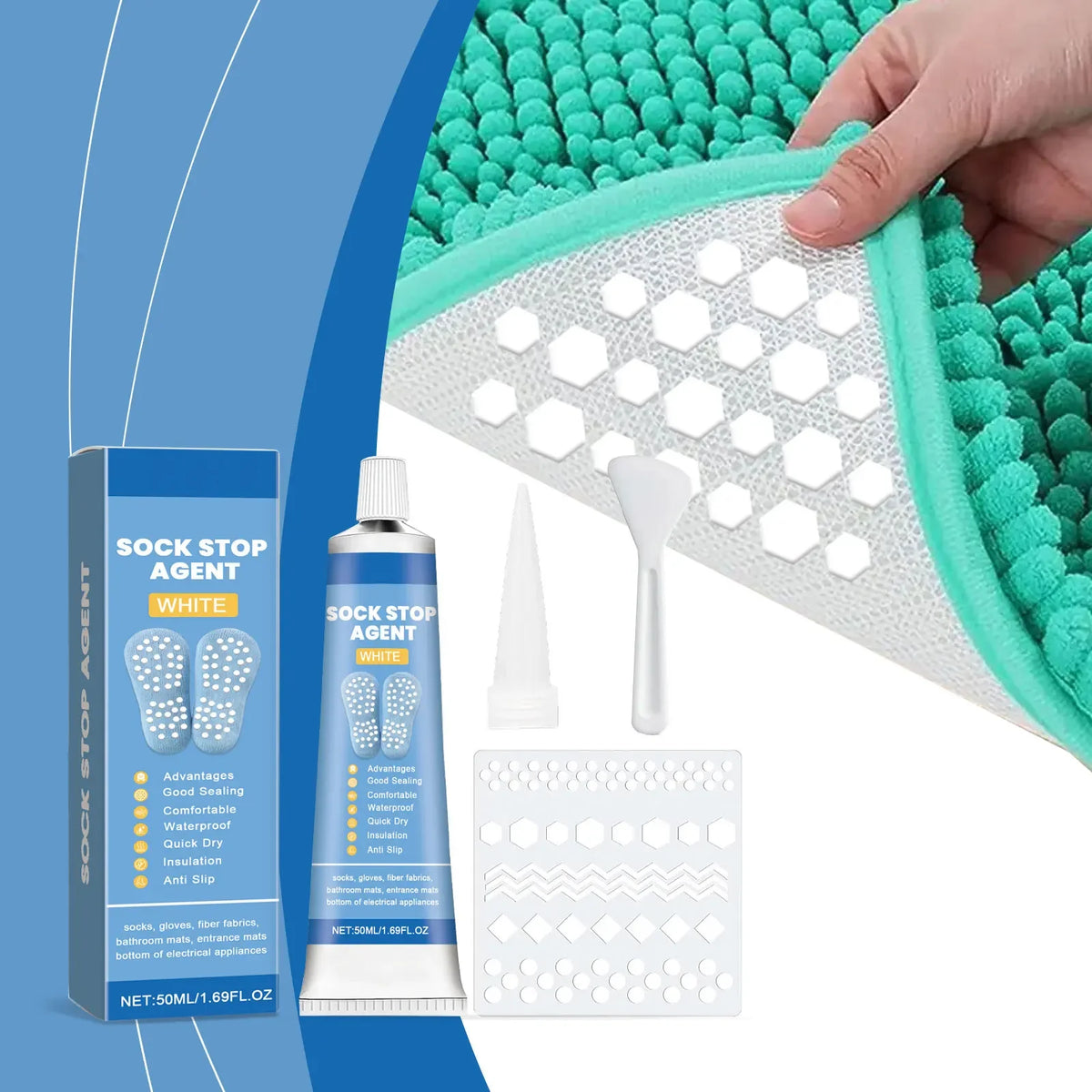 Sock Stop Glue Carpet Non-Slip Adhesive Floor Mats Anti Slip Silicone Heel Protector Outsole Foot Pads Waterproof Sock Stopper Quake