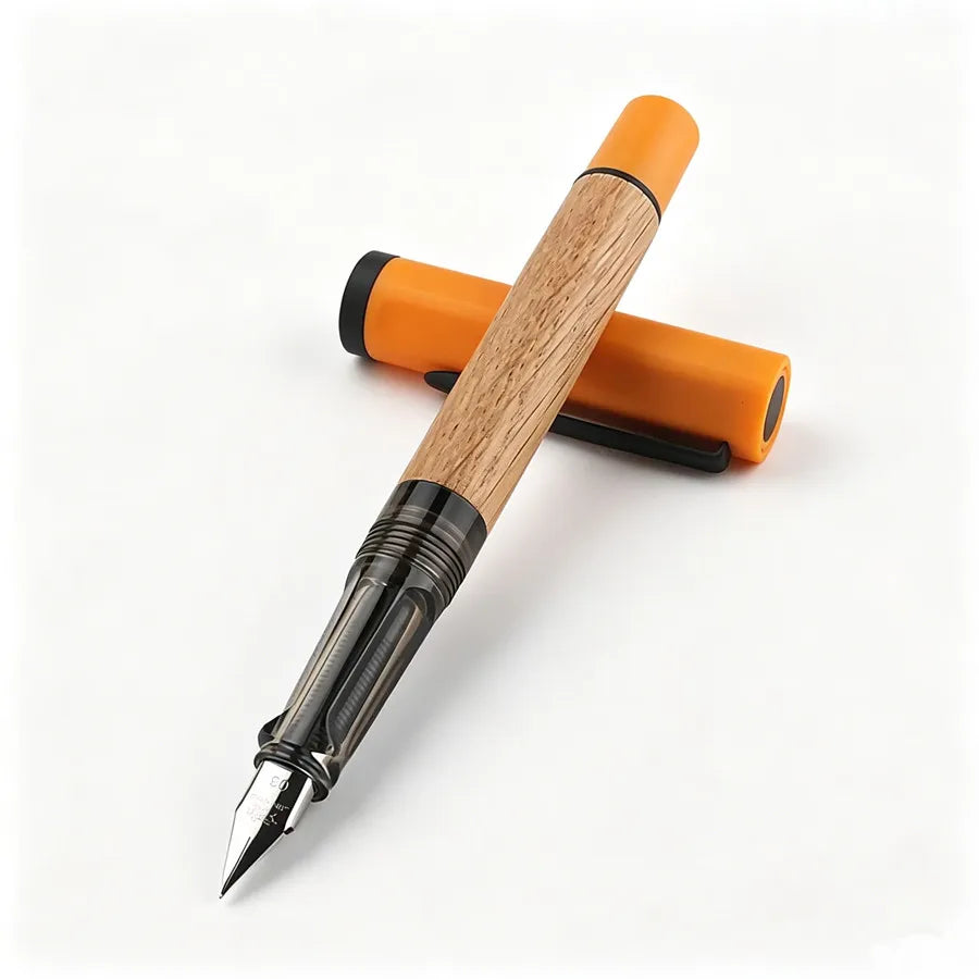 JINHAO 58D Wooden Fountain Pen 0.3mm Nib Oak Wood Ink Pen For Student School Office Calligraphy Writing Gift Pen Quake