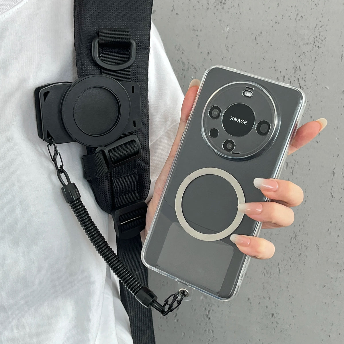 Free Hands Magnetic Belt Clip Holder Mobile Phone Holder Backpack Clip Metal Hook Spring Rope For Magsafe iPhone Accessories Quake