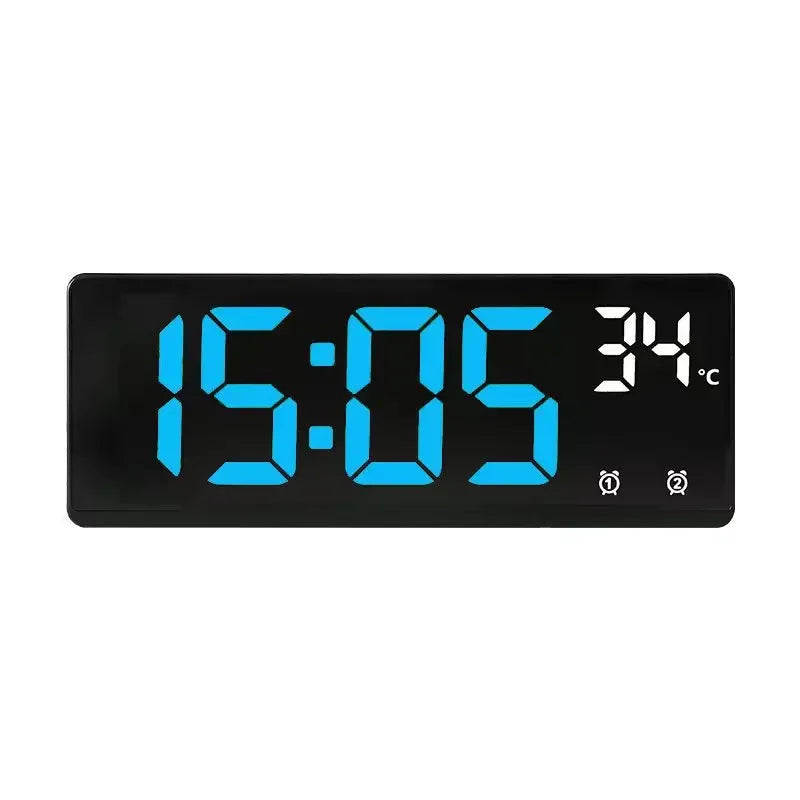 Voice Control Digital Alarm Clock Temperature Dual Alarm Snooze Desktop Table Clock Night Mode 12/24H LED Digital Clock Desk Quake blue