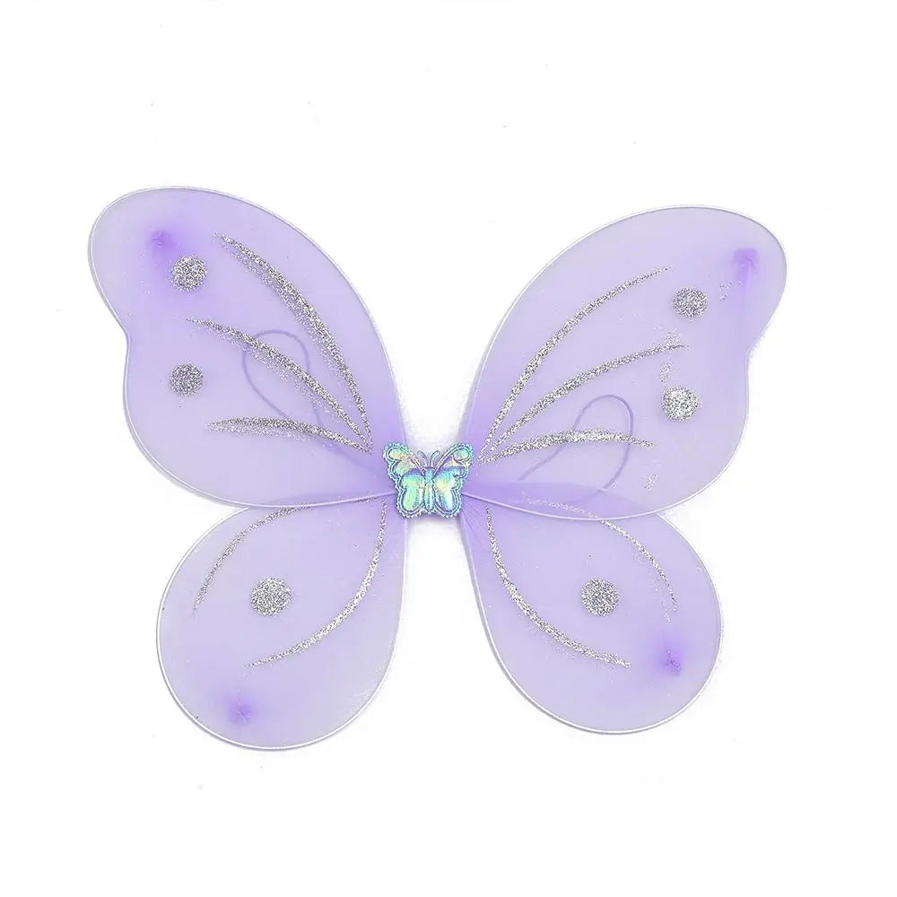 3Pcs/Set Kids Headband Wings Wand Girls Summer Photography Outfit Children Yellow Green Purple Pink Fairy Tale Props Quake Style 3-only wings