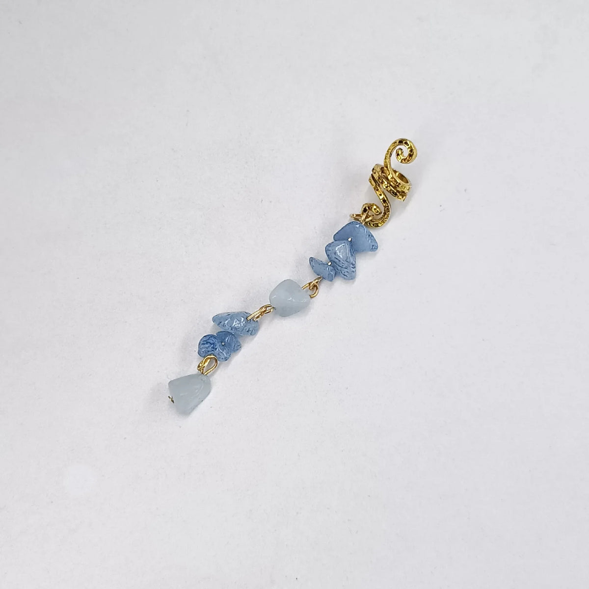 New Colored Hair Beads Crystal Stone Braids Barrette Spiral Charms Beads for Women Jewelry Vintage Hairpin Dreadlock Accessories Quake Blue-short