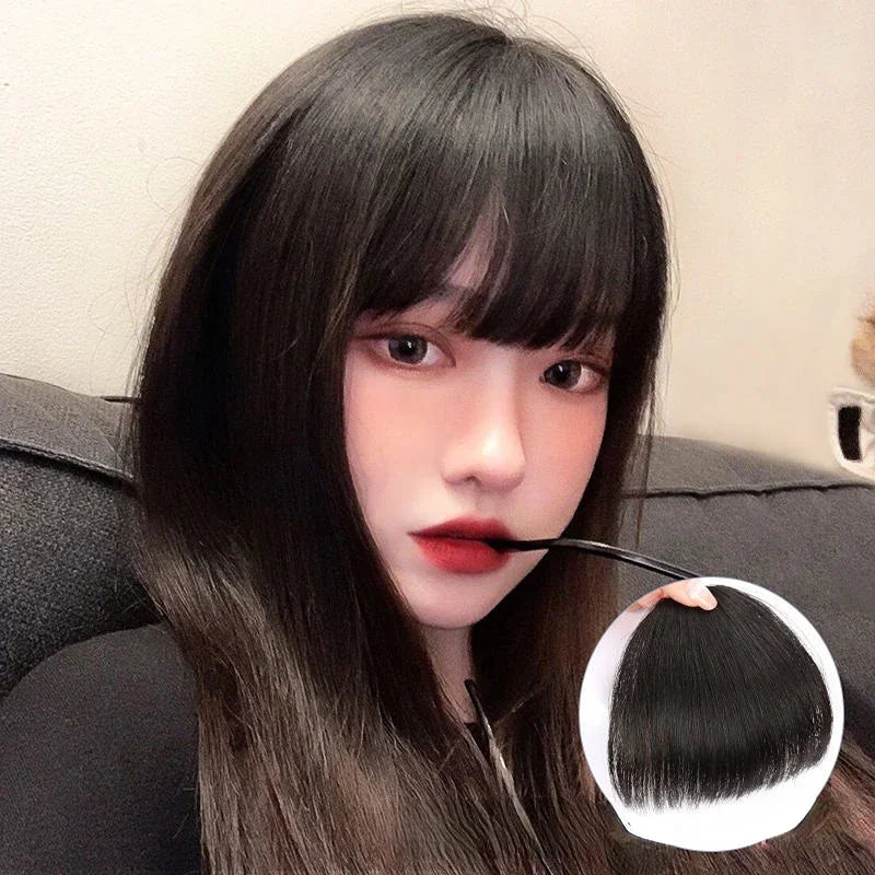 Korean Fake Air Bangs Hair Clip-In Extension Synthetic Fake Fringe Natural False Hairpiece for Women Girls Hair Clip in Bangs Quake