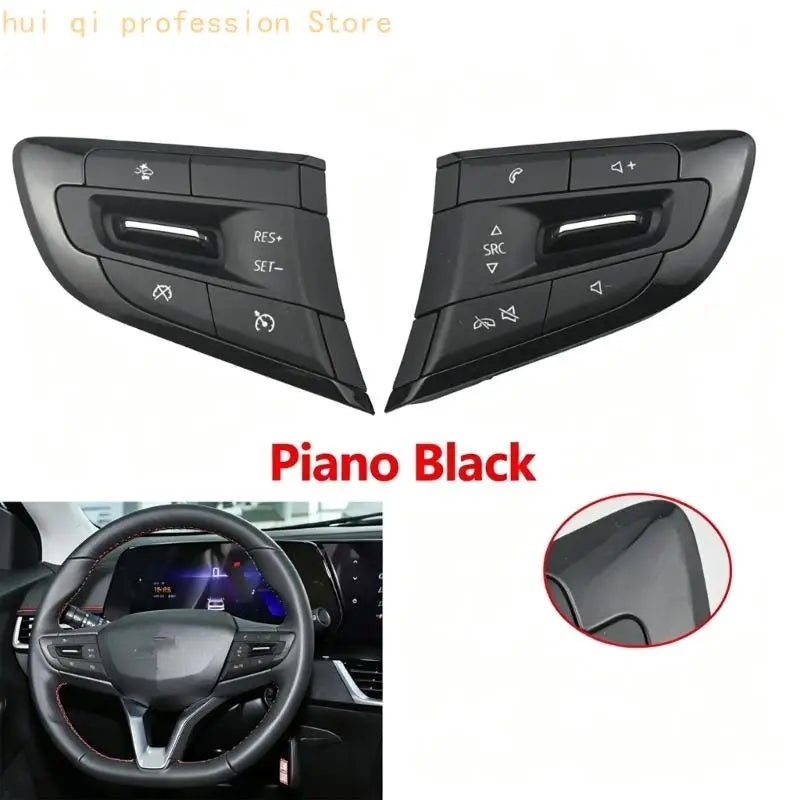 Steering Wheel Interior Button Panel, Black ABS Button Assembly for Worn Button Repair and Everyday Trim Service H8WE Quake