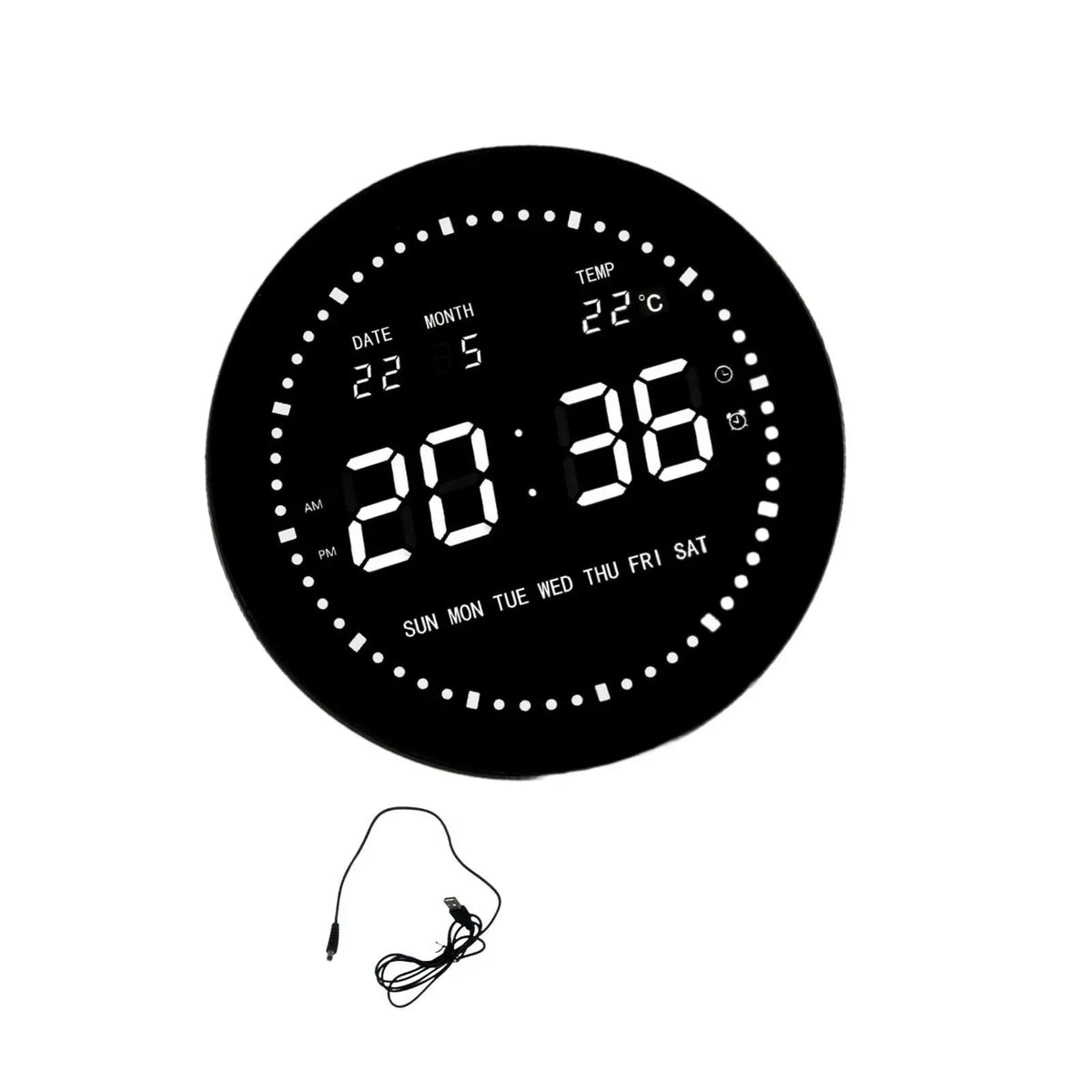 LED Digital Clock with USB Cable Tabletop Clock for Indoor School Classroom Quake White Digital