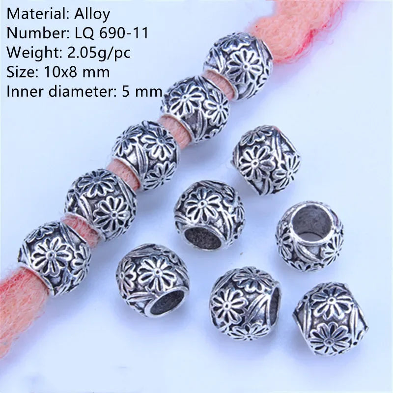 5-Piece Metal Dreadlock Hair Jewelry Braid Bead Accessories