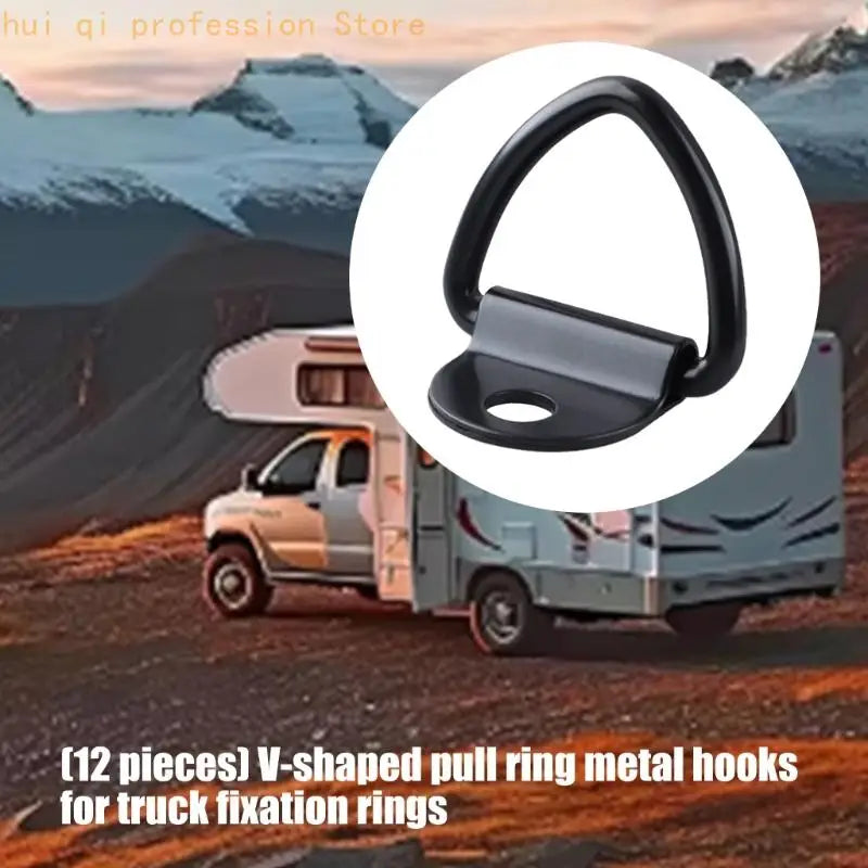 Cargo Securing V Tie Down Hardware 12 Pack Steel Lashing Parts with Bolt On Mounting Plate for Trailer Truck Load and Boat Tie Quake