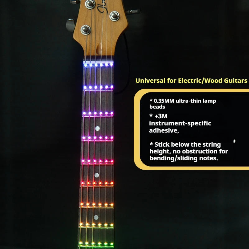 Guitar Fretboard Light with 12 Lighting Modes,Scale Learning System&Rhythm Sync for Party,Street Performance,Live Streaming Quake