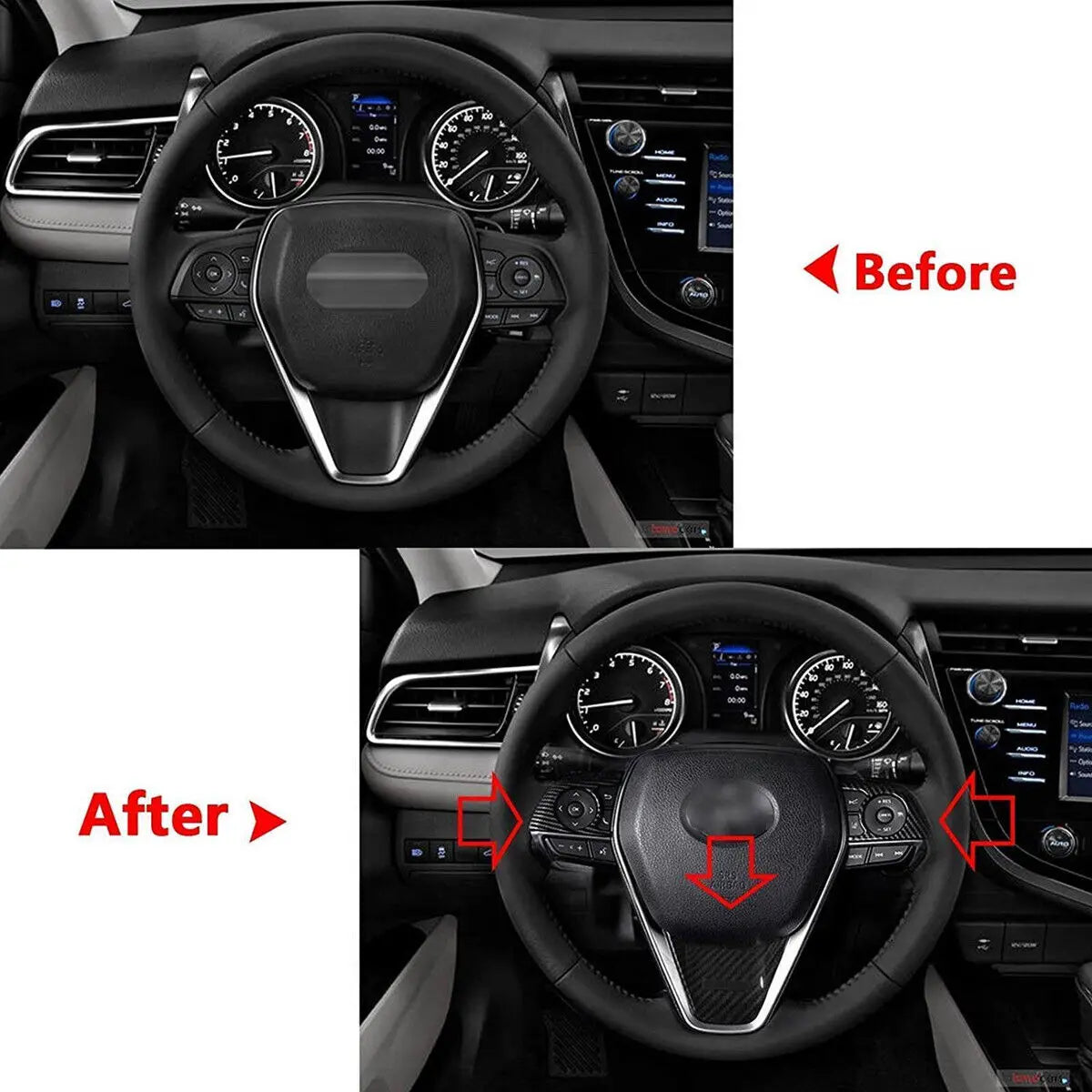 For Toyota Camry 2018-2023 ABS Carbon Fiber Style Interior Car Steering Wheel Cover Trim Frame Button Panel Sticker Decoration Quake