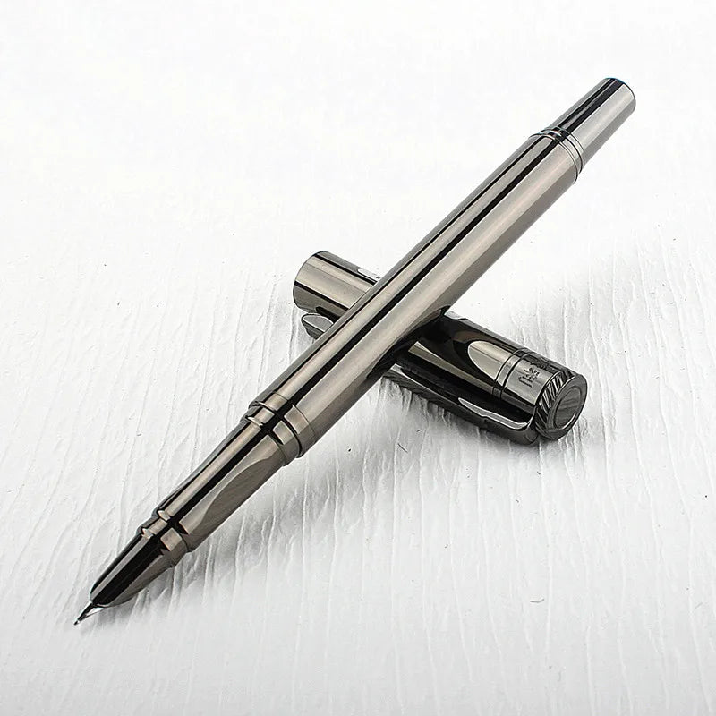 Luxury Quality Fashion Metal Gray Fountain Pen Financial Office Student School Stationery Supplies Ink Pens Quake
