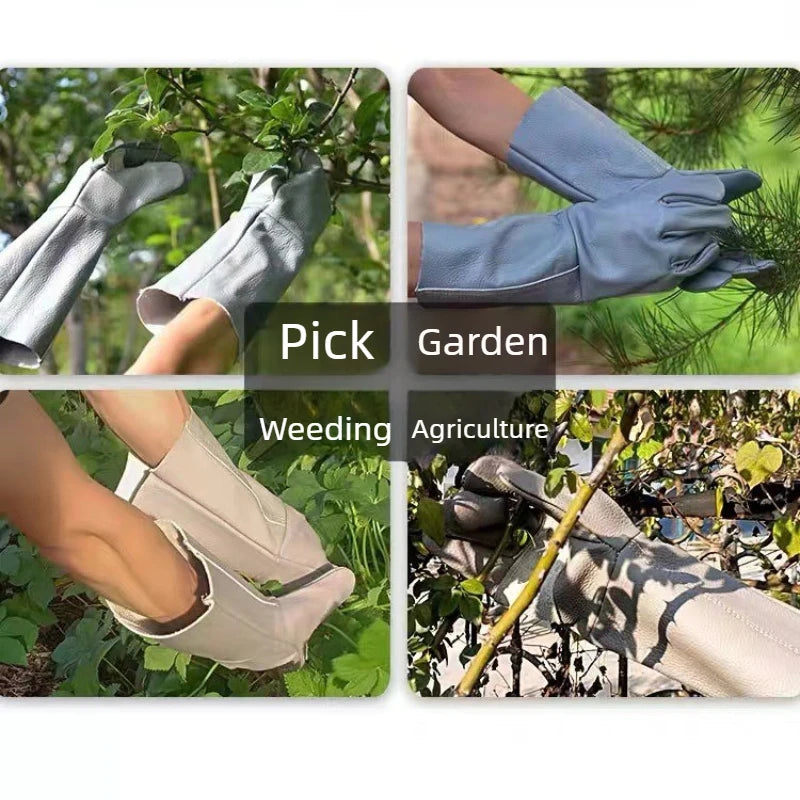 Professional Cowhide Anti Thorn Gardening Gloves Anti Stab Protective Gloves for Garden Harvesting and Flower Bush Pruning Quake