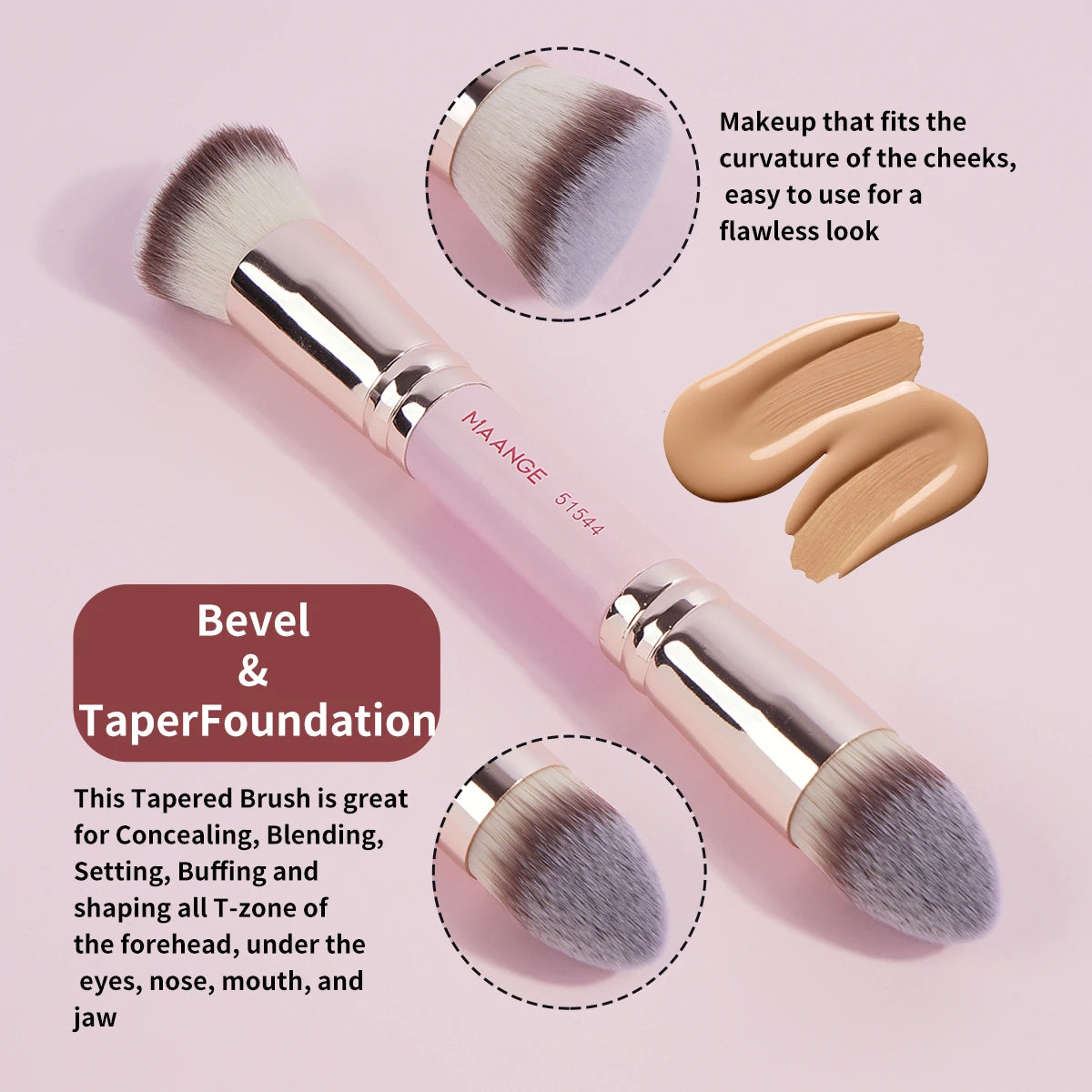 MAANGE 4pcs Basic Makeup Brushes Set With Box Dual-ended Foundations Powder Blush Details for Eyeshadow Brushes Beginner Travel Quake