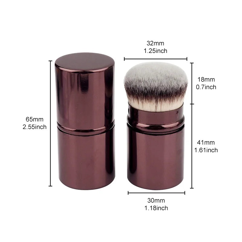 Retractable Makeup Brush Face Blush Brush Kabuki Foundation Loose Powder Brushs Multi-function Soft Portable Travel Makeup Tools Quake 1pcs-brown