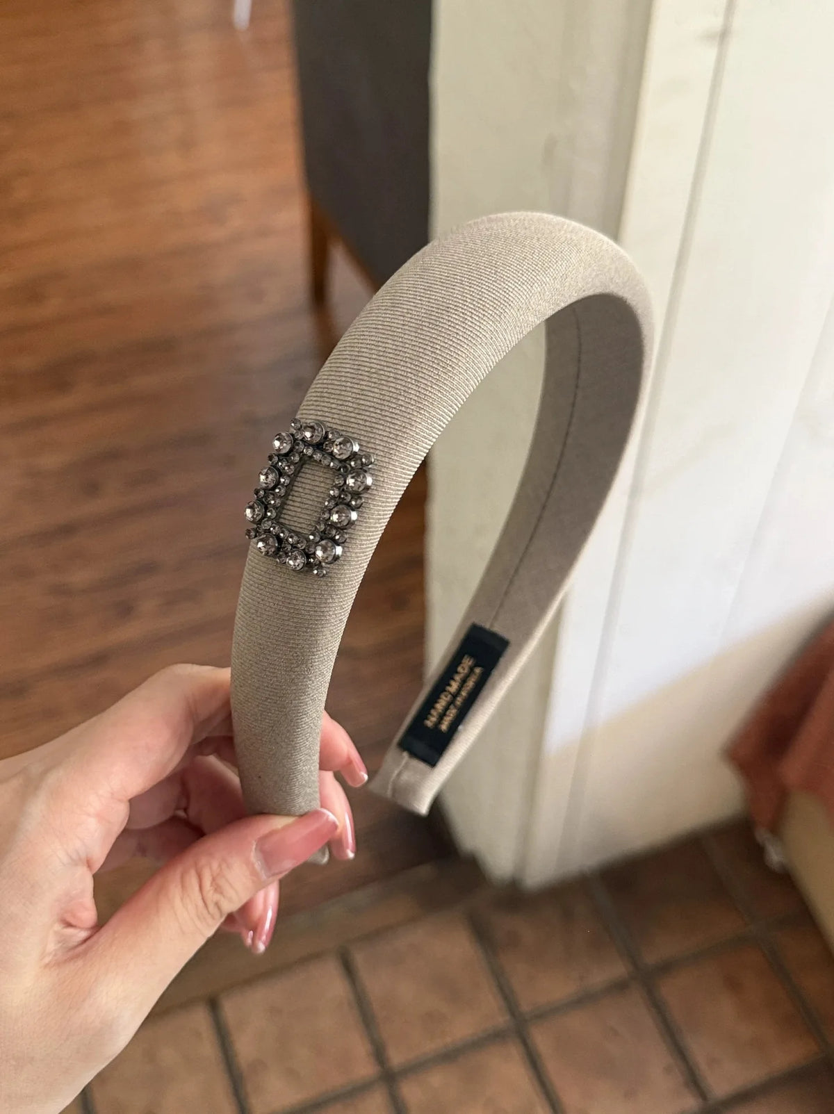 Rhinestone Velvet Headband Korean Fashion Versatile Female Face Wash Simple Hair Hoop Daily Wear Headhoop Hair Style Accessories Quake khaki