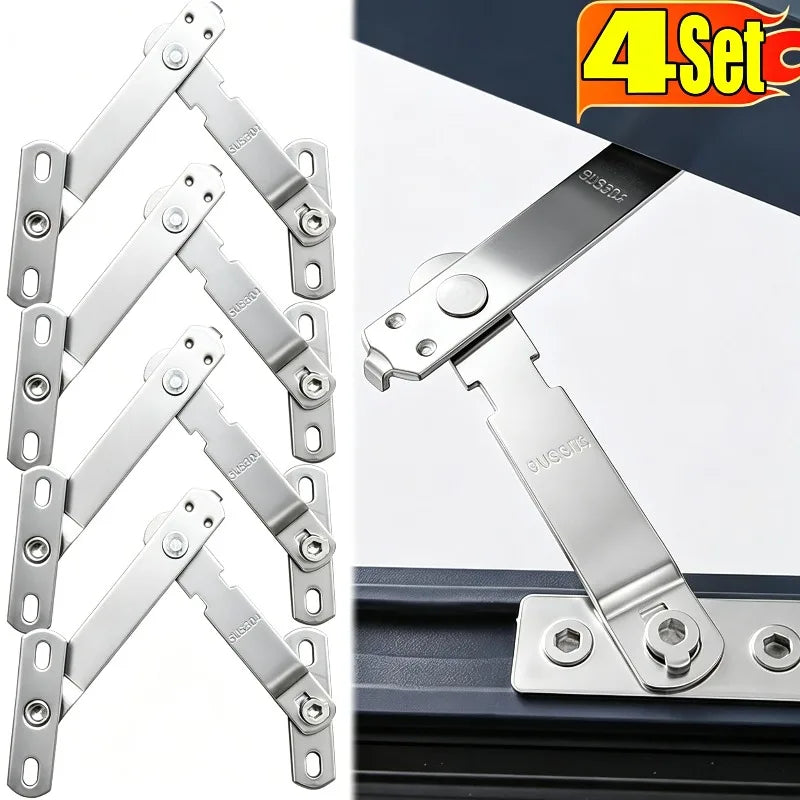 Stainless Steel Window Support Connection Limiter Window Hook Latches with Screws Adjustable Window Strut Limiter Safety Lock Quake