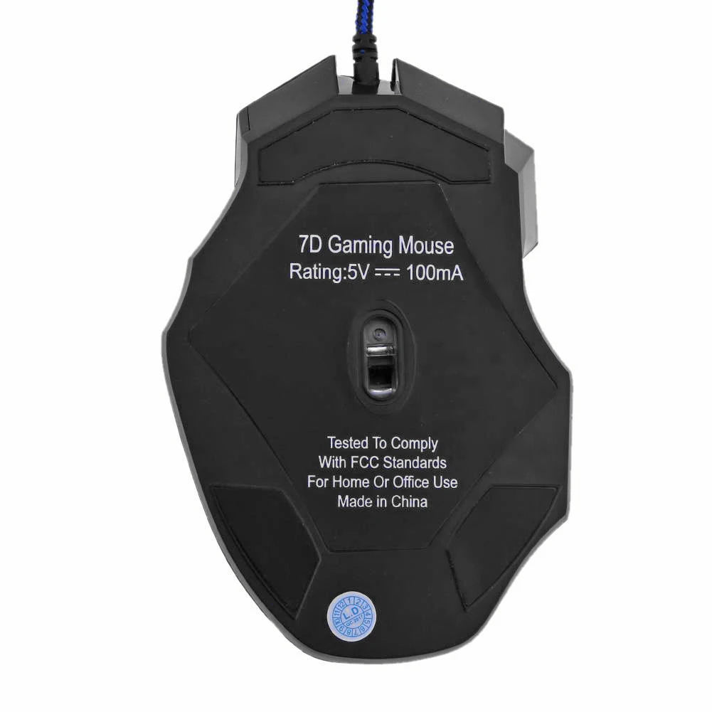 Wired Gaming Mouse 7 Button Backlit 5500 DPI Adjustable Optical PC Gamer Mice Quake
